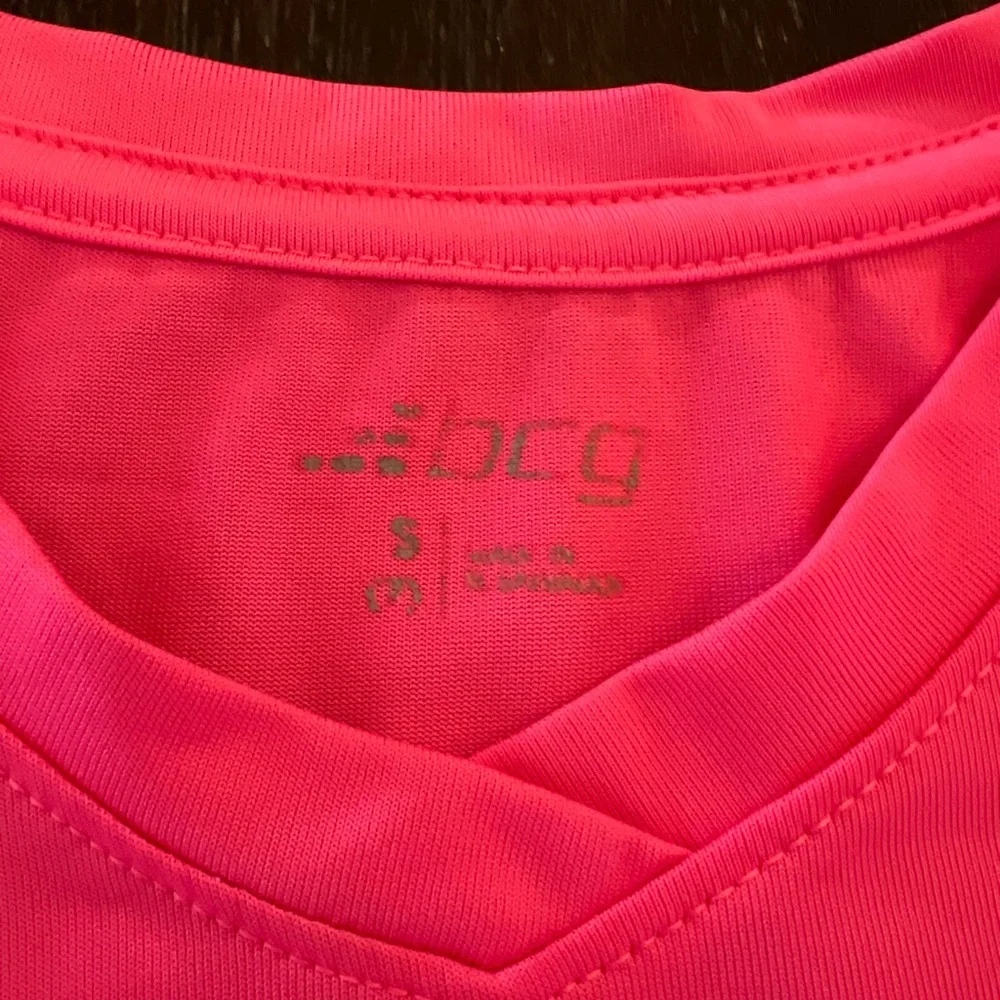BCG Girls Pink Short Sleeve Soccer Theme Shirt Small 7